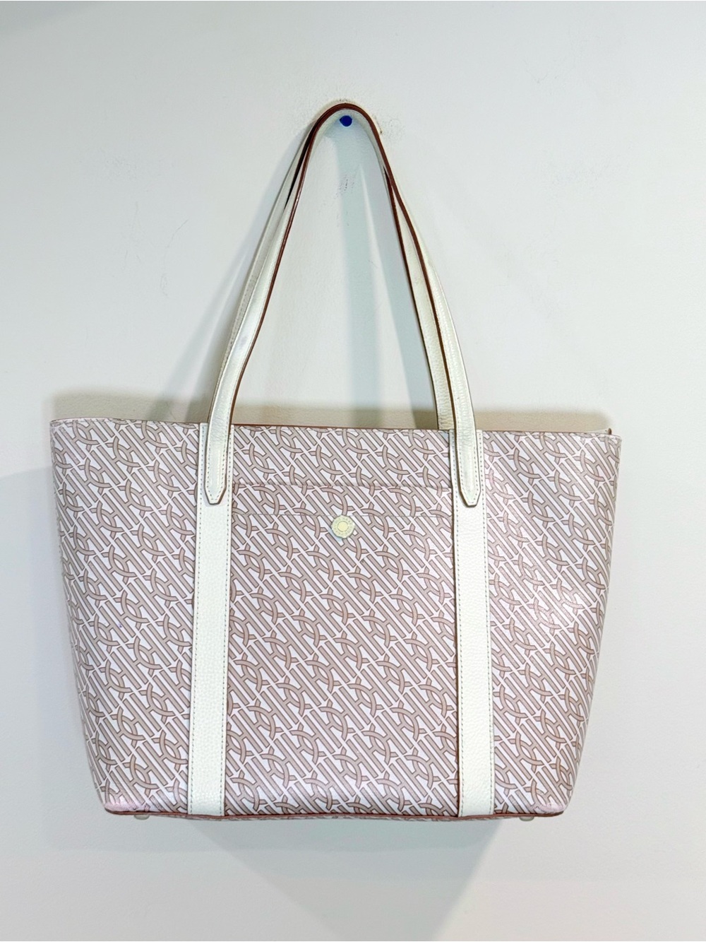 🔥Cole Haan Women's Patterned Tote Bag in Light Pink and White EUC🔥